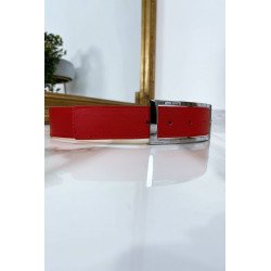 Ceinture rouge avec boucle argenté - 5