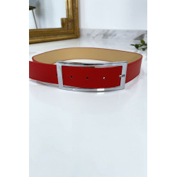 Ceinture rouge avec boucle argenté - 7