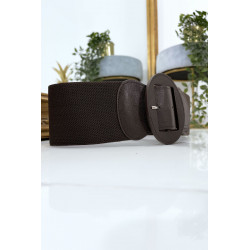 Ceinture marron boucle oval avec taille élastique - 6