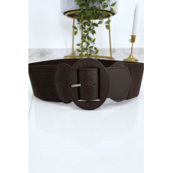 Ceinture marron boucle oval avec taille élastique - 9