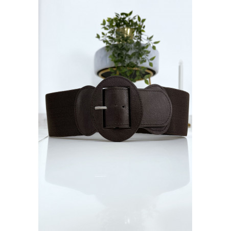 Ceinture marron boucle oval avec taille élastique - 10