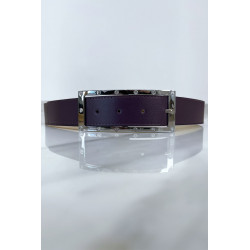 Ceinture violette avec boucle rectangle strass et argenté - 2