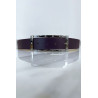 Ceinture violette avec boucle rectangle strass et argenté - 2