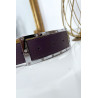 Ceinture violette avec boucle rectangle strass et argenté - 5