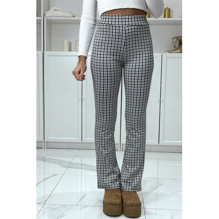 Pantalon blanc motif carreaux patte d'eph - 1