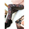 Leggings d'hiver coloré en Rouge et noir, motifs fantaisie et sky derrière. Style fashion. 148-1 - 7