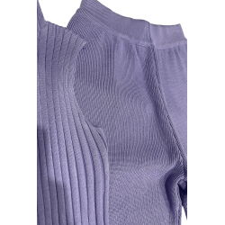 Ensemble 3 pièces gilet débardeur et pantalon palazzo violet - 4