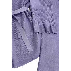 Ensemble 3 pièces gilet débardeur et pantalon palazzo violet - 5