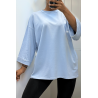 Sweat over size en coton turquoise - 2