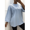 Sweat over size en coton turquoise - 3