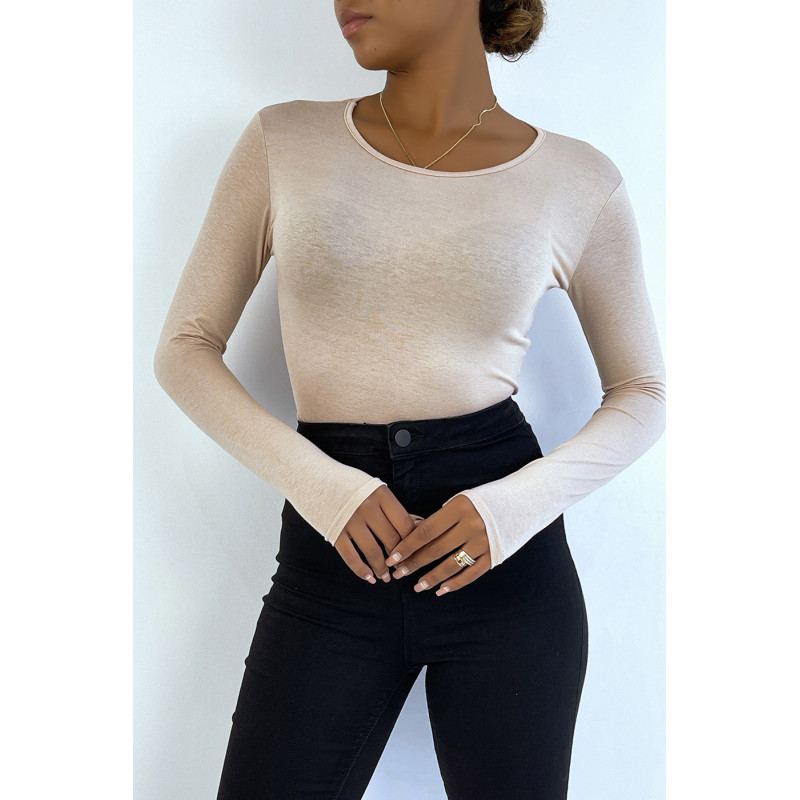 Sous pull beige en col rond et manches longues - 3