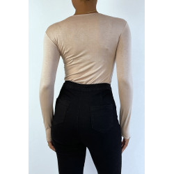 Sous pull beige en col rond et manches longues - 4