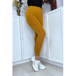 Leggings uni basique couleur moutarde - 2