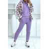 Ensemble violet 3 pièces jogging chaud et confortable et sur chemise oversize hyper tendance - 2