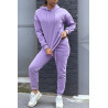 Ensemble violet 3 pièces jogging chaud et confortable et sur chemise oversize hyper tendance - 4