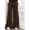 Pantalon palazzo marron avec poches en coton - 1