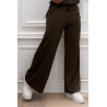 Pantalon palazzo marron avec poches en coton - 2