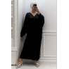 Longue robe pull over size col V noir  - 2