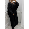 Longue robe pull over size col V noir  - 3