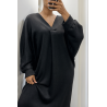 Longue robe pull over size col V noir  - 4