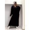 Longue robe pull over size col V noir  - 6