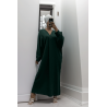 Longue robe pull over size col V vert  - 2