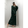 Longue robe pull over size col V vert  - 5