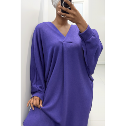 Longue robe pull over size col V violet  - 5