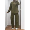 Ensemble chemise et pantalon effet côtelé kaki - 5