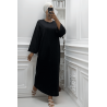 Longue robe pull over size col rond noire  - 4