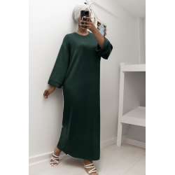 Longue robe pull over size col rond vert  - 3