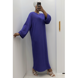 Longue robe pull over size col rond violet  - 2