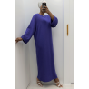 Longue robe pull over size col rond violet  - 2