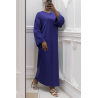 Longue robe pull over size col rond violet  - 3