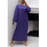 Longue robe pull over size col rond violet  - 4