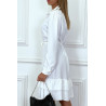 Robe tunique blanche manches longues boutonné avec volant - 4