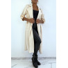 Manteau trench en suédine beige ajustable à la taille - 4