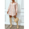 Robe chemise rose asymétrique en coton - 2