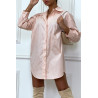 Robe chemise rose asymétrique en coton - 3