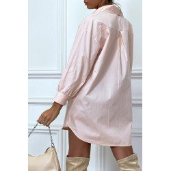 Robe chemise rose asymétrique en coton - 5