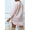 Robe chemise rose asymétrique en coton - 5