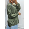 Blouse verte over size satiné avec plis - 3