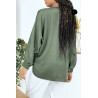 Blouse verte over size satiné avec plis - 8