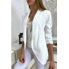 Veste Blazer blanche col châle avec poches. Blazer femme 1526 - 4