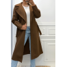 Long manteau marron avec ceinture et poches - 10