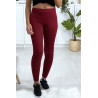 Leggings uni basique couleur bordeaux  . - 1