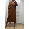 Longue robe épaisse col chemise en marron - 7