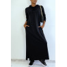 Longue robe sweat abaya noire à capuche - 3