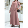 Longue abaya rose avec poches et ceinture - 2