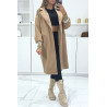 Long manteau over size doublé avec poches en camel - 2